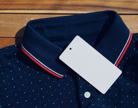 Blue cotton and clothing labelの写真素材