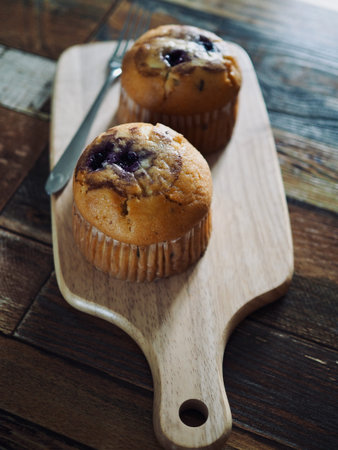 Homemade blueberry muffins, cupcakes, bread