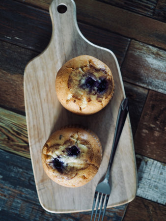 Homemade blueberry muffins, cupcakes, bread