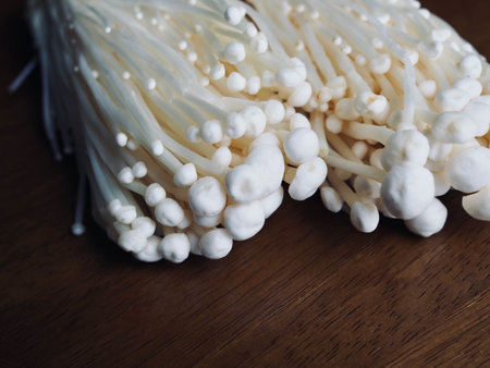Korean Fresh Organic Enoki Mushroomの写真素材