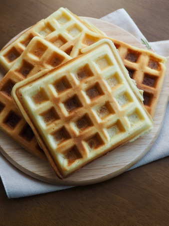 Square shape waffle background, foodの写真素材