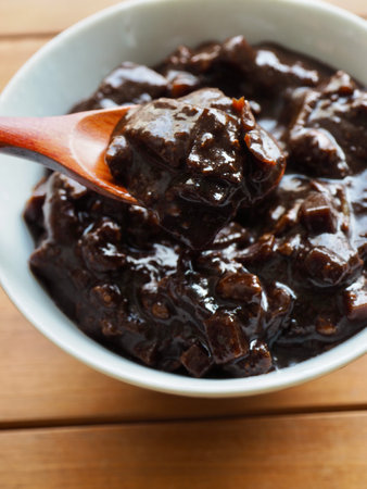 Jajang sauce in a ceramic bowlの写真素材