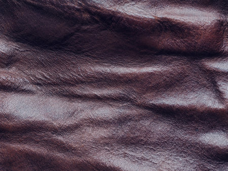 Crumpled Brown Cowhide Background Imageの写真素材