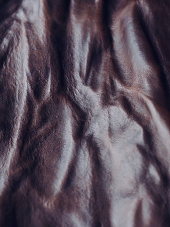 Crumpled Brown Cowhide Background Imageの写真素材