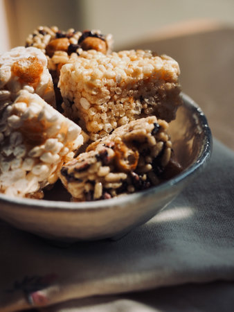Korean traditional snacks Sweet Rice Puffs, Gangjeongの写真素材