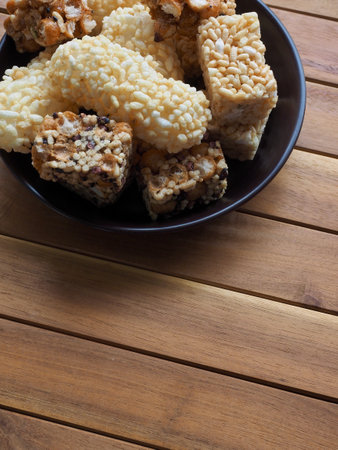 Korean traditional snacks Sweet Rice Puffs, Gangjeongの写真素材