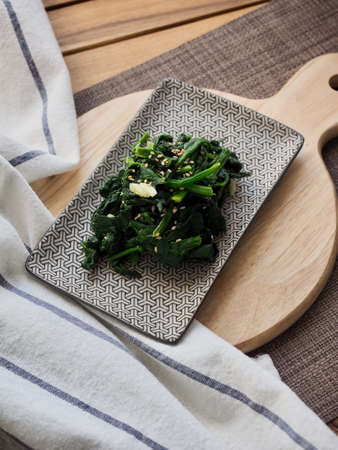 Korean traditional food spinach herbsの写真素材