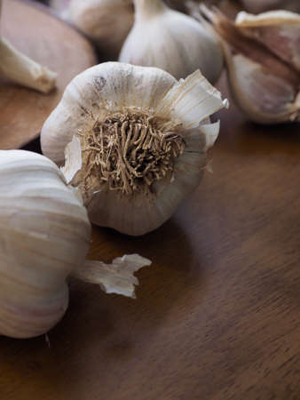 Fresh organic vegetable garlic, food ingredientの写真素材