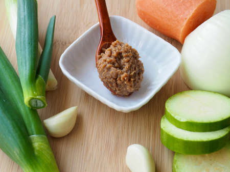 Korean traditional food Soybean Paste and vegetables, misoの写真素材