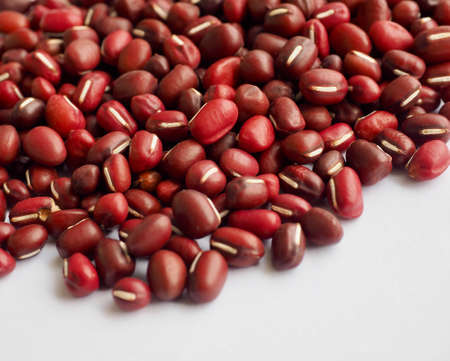 Red beans in a porcelain dish, small beans, azukiの写真素材