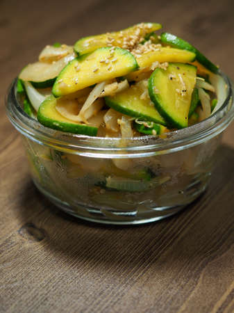 Korean food stir-fried zucchiniの写真素材