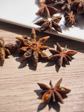 dried spices Star Anise Hall, foodの写真素材