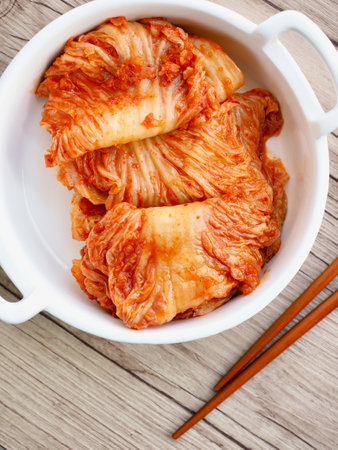 Korean traditional food cabbage kimchiの写真素材