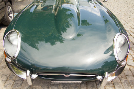 Madrid 3 Jul Party old Classic car Jaguar E Type 1960