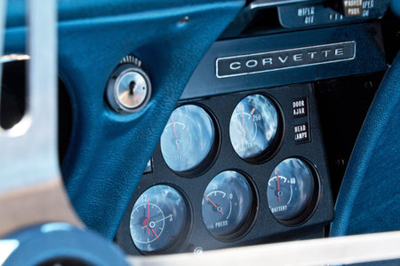 Madrid 3 Jul Party old Classic car Corvette 1969