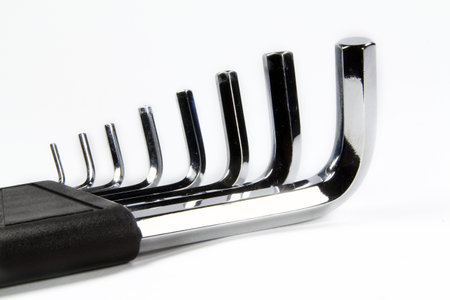 Allen wrench set chrome with white background