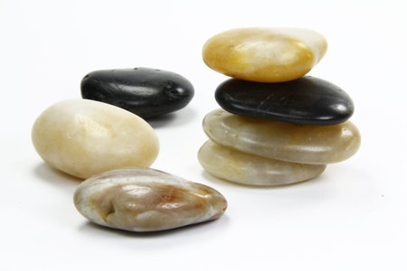 brightly colored stones stacked