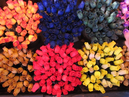 handmade wooden roses colorfulの写真素材