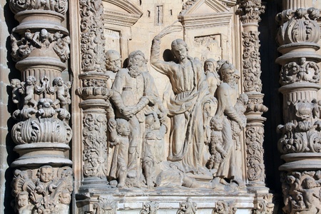 details of the famous Catholic cathedral in Astorga, Spainのeditorial素材