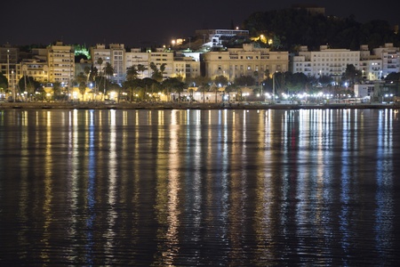 Night seaside resort in Cartagena, Spainのeditorial素材
