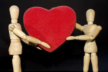 Pair of expressing his love dolls
