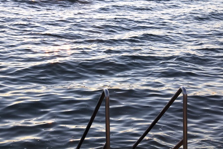 stair access to the seaの写真素材