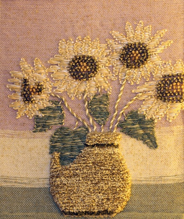 artistic painting of sunflowers handwovenのeditorial素材