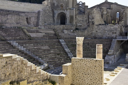 ancient Roman amphitheater in Cartagena, Spainの写真素材