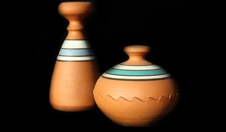 decorated pieces of pottery clay capsのeditorial素材