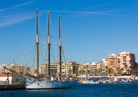 beautiful old wooden sailing ship with three mastsのeditorial素材