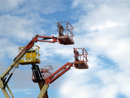 different types of cranes with basketのeditorial素材