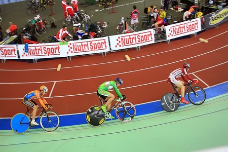 Galapagar, Spain - APRIL 6 - Spain Championship Indoor Track Cycling, APR, 6 2012 in Galapagar Spainのeditorial素材
