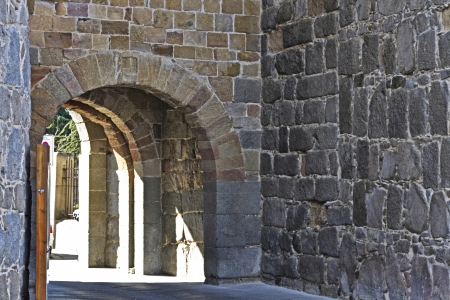 old wall surrounding the city Avila, Spainの写真素材