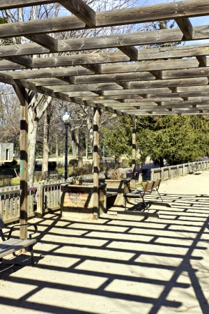 timber to hold the vegetation in a parkの写真素材