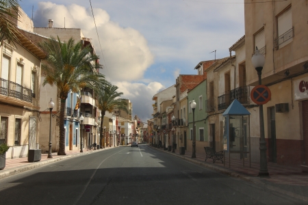 typical street in the town of Aspe, Spainのeditorial素材