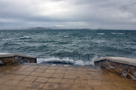 Mediterranean sea storms agitated one dayの写真素材