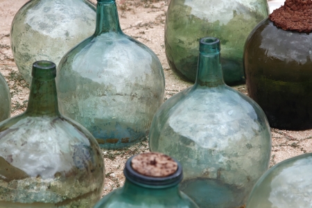 Large glass containers to store water or oilの写真素材