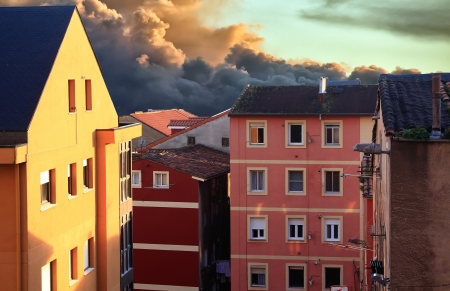old houses in the city of Santander in Spainのeditorial素材