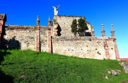 medival old cemetery in Comillas Spainのeditorial素材