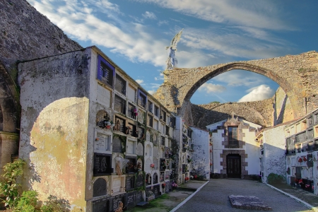 medival old cemetery in Comillas Spainのeditorial素材