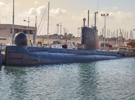 old retired military submarine for scrappingのeditorial素材