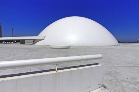 AVILES, SPAIN - July 6: Modern Building public Niemeyer Cultural Center by architect Oscar Niemeyer in Spain, on July 6, 2013のeditorial素材