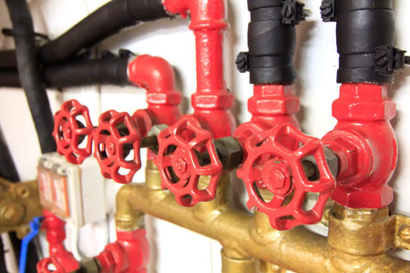 pipes and valves of a ship