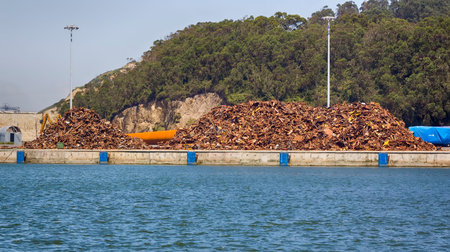 scrap rusty in a portの写真素材