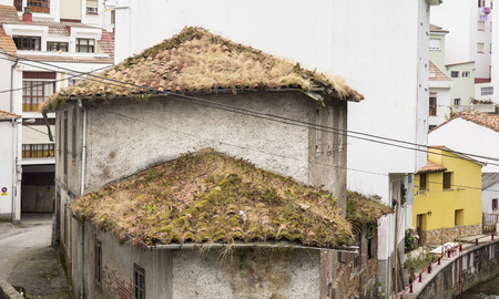 old houses of the old town in Cudillero, Spain, fishing villageの写真素材