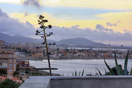General view of the coast of Murcia "La manga" in Spainの写真素材