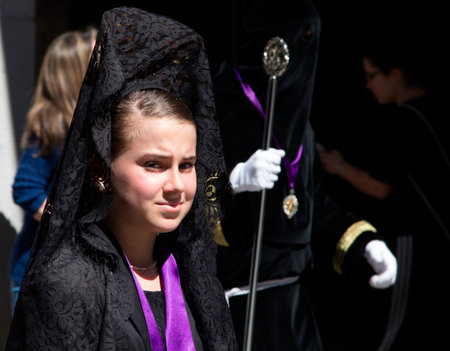 VALLADOLID, SPAIN - APRIL 18: International interest Fiestas de Santa typical week in Spain Nazarene...