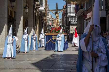 VALLADOLID, SPAIN - APRIL 17: Easter week (Semana Santa), Nazarene processions and bands of music,...