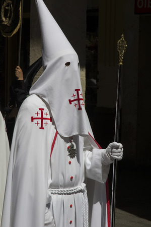 VALLADOLID, SPAIN - APRIL 17: Easter week (Semana Santa), Nazarene processions and bands of music, celebrations of international interest April 17, 2014 in Valladolid Spainのeditorial素材