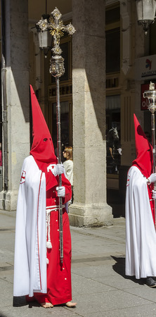 VALLADOLID, SPAIN - APRIL 17: Easter week (Semana Santa), Nazarene processions and bands of music, celebrations of international interest April 17, 2014 in Valladolid Spainのeditorial素材